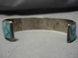 Intricate!! Vintage Native American Zuni Sterling Silver Silver Inlay Bracelet Old-Nativo Arts
