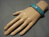 Intricate!! Vintage Native American Zuni Sterling Silver Silver Inlay Bracelet Old-Nativo Arts