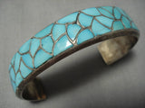 Intricate!! Vintage Native American Zuni Sterling Silver Silver Inlay Bracelet Old-Nativo Arts