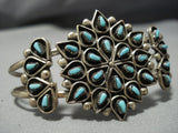 Intricate!! Vintage Navajo Native American Jewelry Zuni Turquoise Sterling Silver Cuff Bracelet-Nativo Arts