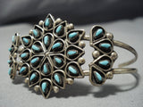 Intricate!! Vintage Navajo Native American Jewelry Zuni Turquoise Sterling Silver Cuff Bracelet-Nativo Arts