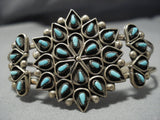 Intricate!! Vintage Navajo Native American Jewelry Zuni Turquoise Sterling Silver Cuff Bracelet-Nativo Arts