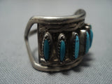 Intricate Vintage Navajo Needle Turquoise Sterling Silver Native American Jewelry Ring-Nativo Arts