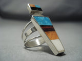 Intricate Vintage Navajo Turquoise Native American Jewelry Silver Maiden Sterling Ring Old-Nativo Arts