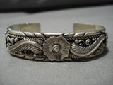 Intricate! Vintage Silver Garden Navajo Sterling Silver Native American Bracelet-Nativo Arts