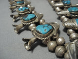 Ithaca Peak Turquoise Vintage Native American Jewelry Navajo Sterling Silver Squash Blossom Necklace-Nativo Arts
