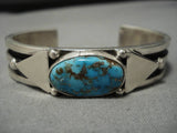 Jeanette Dale!! Important Native American Navajo Sterling Silver Morenci Turquoise Bracelet-Nativo Arts