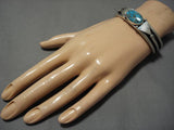 Jeanette Dale!! Important Native American Navajo Sterling Silver Morenci Turquoise Bracelet-Nativo Arts