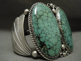 Knockout Huge Vintage Navajo 110 Grams Green Turquoise Native American Jewelry Silver Bracelet-Nativo Arts