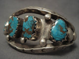 Knockout Vintage Navajo Persian Turquoise Native American Jewelry Silver Bracelet-Nativo Arts