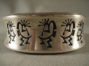 Kokplelli Love Curvilinear Native American Jewelry Silver Bracelet-Nativo Arts