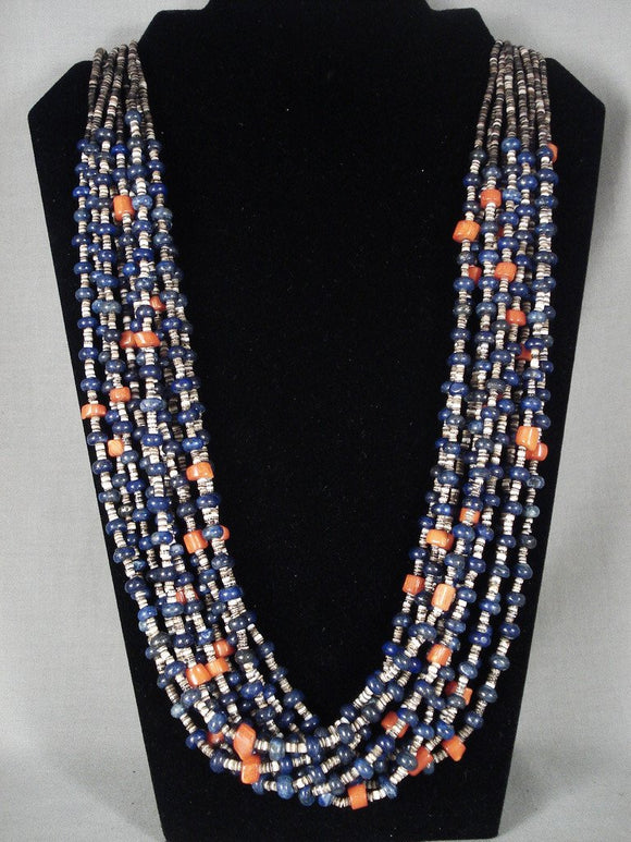 Lake Of Lapis Modernistic Navajo Native American Jewelry jewelry Coral Necklace-Nativo Arts