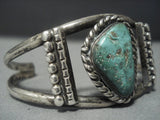 Large Green Turquoise Vintage Navajo Sterling Native American Jewelry Silver Bracelet-Nativo Arts