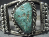 Large Green Turquoise Vintage Navajo Sterling Native American Jewelry Silver Bracelet-Nativo Arts