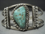 Large Green Turquoise Vintage Navajo Sterling Native American Jewelry Silver Bracelet-Nativo Arts