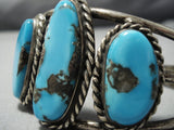 Large Wrist Huge Vintage Native American Jewelry Navajo Old Morenci Turquoise Sterling Silver Bracelet-Nativo Arts