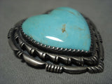 Larger Vintage Joseph And Matilda **heart Of Turquoise** Native American Jewelry Silver Pin-Nativo Arts