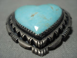 Larger Vintage Joseph And Matilda **heart Of Turquoise** Native American Jewelry Silver Pin-Nativo Arts
