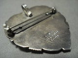 Larger Vintage Joseph And Matilda **heart Of Turquoise** Native American Jewelry Silver Pin-Nativo Arts