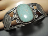 Late 1800's/ 1900's Ingot/coin Silver Green Turquoise Vintage Native American Jewelry Navajo Bracelet-Nativo Arts