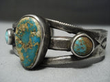 Late 1800's/ Early 1900's Vintage Navajo Native American Jewelry jewelry Ingot Green Turquoise Bracelet-Nativo Arts