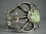 Lime Green Turquoise Vintage Navajo Sterling Native American Jewelry Silver Bracelet-0 Huge!-Nativo Arts