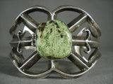 Lime Green Turquoise Vintage Navajo Sterling Native American Jewelry Silver Bracelet-0 Huge!-Nativo Arts