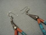 Long Dangle Vinage Navajo Turquoise Sterling Native American Jewelry Silver Earrings Old-Nativo Arts