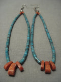 Long Dangle Vinage Navajo Turquoise Sterling Native American Jewelry Silver Earrings Old-Nativo Arts