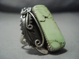 Long Vintage Navajo Pete Johnson Gaspeite Sterling Native American Jewelry Silver Ring-Nativo Arts