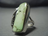 Long Vintage Navajo Pete Johnson Gaspeite Sterling Native American Jewelry Silver Ring-Nativo Arts