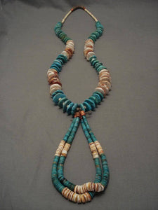Long Vintage Santo Domingo 22 Turquoise Necklace-Nativo Arts