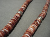 Longer And Unique Vintage Santo Domingo/ Navajo Spiny Oyster Native American Jewelry Silver Necklace-Nativo Arts