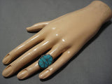 Maevelous Vintage Zuni Native American Inlay Turquoise Sterling Silver Ring Old-Nativo Arts