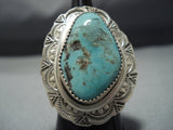 Magnificent Native American Jewelry Navajo Green Turquoise Tso Sterling Silver Ring-Nativo Arts