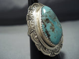 Magnificent Native American Jewelry Navajo Green Turquoise Tso Sterling Silver Ring-Nativo Arts
