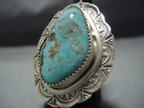 Magnificent Native American Jewelry Navajo Green Turquoise Tso Sterling Silver Ring-Nativo Arts