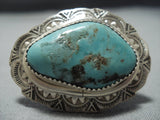 Magnificent Native American Jewelry Navajo Green Turquoise Tso Sterling Silver Ring-Nativo Arts