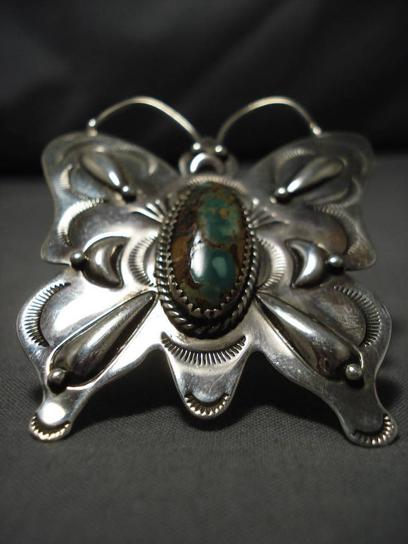 Magnificent Native American Navajo Huge Butterfly Turquoise Dor Ashley Sterling Silver Ring-Nativo Arts