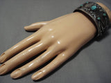 Magnificent Padilla Family Vintage Native American Navajo Turquoise Sterling Silver Bracelet Old-Nativo Arts