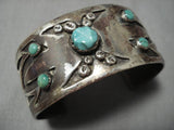 Magnificent Padilla Family Vintage Native American Navajo Turquoise Sterling Silver Bracelet Old-Nativo Arts