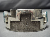 Magnificent Pueblo Blue Turquoise Sterling Silver Bracelet-Nativo Arts