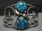 Magnificent Vintage Native American Jewelry Navajo Carico Lake Turquoise Sterling Silver Bracelet-Nativo Arts