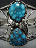 Magnificent Vintage Native American Jewelry Navajo Carico Lake Turquoise Sterling Silver Bracelet-Nativo Arts