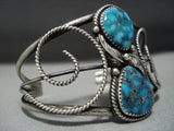 Magnificent Vintage Native American Jewelry Navajo Carico Lake Turquoise Sterling Silver Bracelet-Nativo Arts