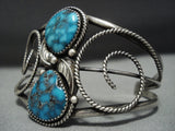 Magnificent Vintage Native American Jewelry Navajo Carico Lake Turquoise Sterling Silver Bracelet-Nativo Arts