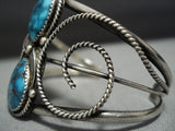 Magnificent Vintage Native American Jewelry Navajo Carico Lake Turquoise Sterling Silver Bracelet-Nativo Arts