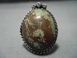 Magnificent Vintage Native American Jewelry Navajo Domed Green Turquoise Sterling Silver Ring Old-Nativo Arts
