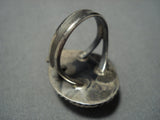 Magnificent Vintage Native American Jewelry Navajo Domed Green Turquoise Sterling Silver Ring Old-Nativo Arts