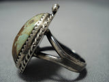 Magnificent Vintage Native American Jewelry Navajo Domed Green Turquoise Sterling Silver Ring Old-Nativo Arts